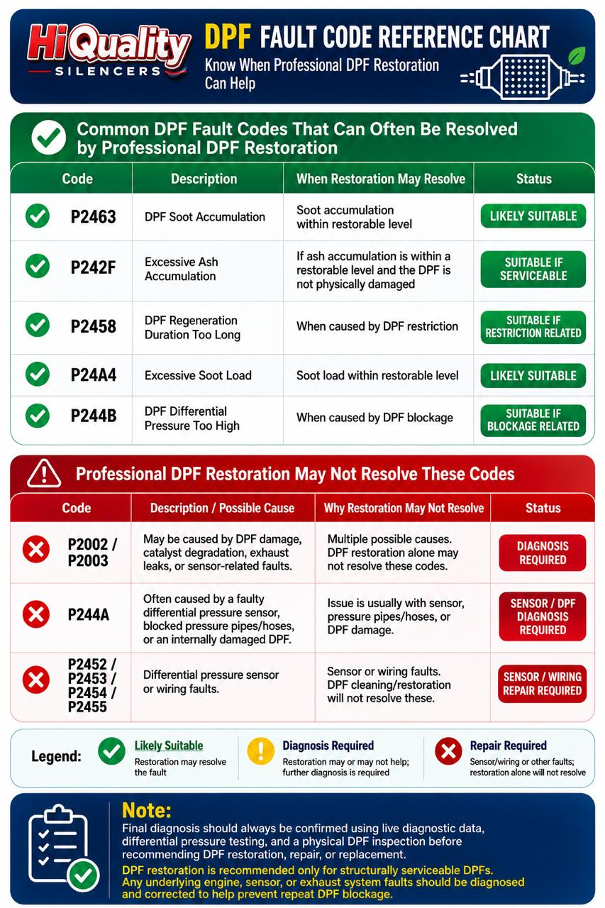 DPF Fault Code Reference Chart
